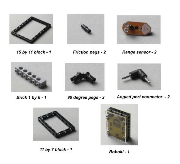 Materials required to build the Entry Guard bot, displayed with names and quantities, highlighting essential components for this educational robotics project and automated traffic monitoring system.