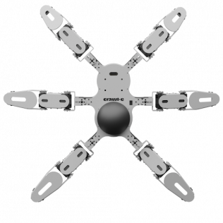 Anatomy of Crawl-e, the six-legged robot designed by Yudu Robotics, highlighting its leg structure and mechanics